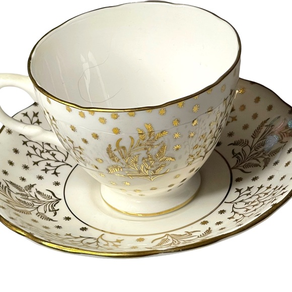 Vintage Royal Winton Gold floral tea cup & saucer bone china England - Picture 8 of 12